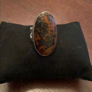 925 silver chunky ring with mahogany jasper stone